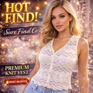 Van Heusen For Her Vtg 90's Multi Color Cheveron Knit Sweater Vest Women's Med